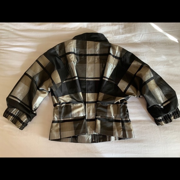Puli Metallic Plaid Cropped Jacket w/ Studded Belt - Picture 2 of 2